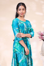Vibrant Teal Abstract Printed umbrella top