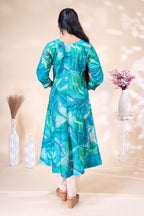 Vibrant Teal Abstract Printed umbrella top
