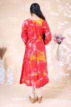 Vibrant Red & Orange Floral Abstract Printed umbrella top