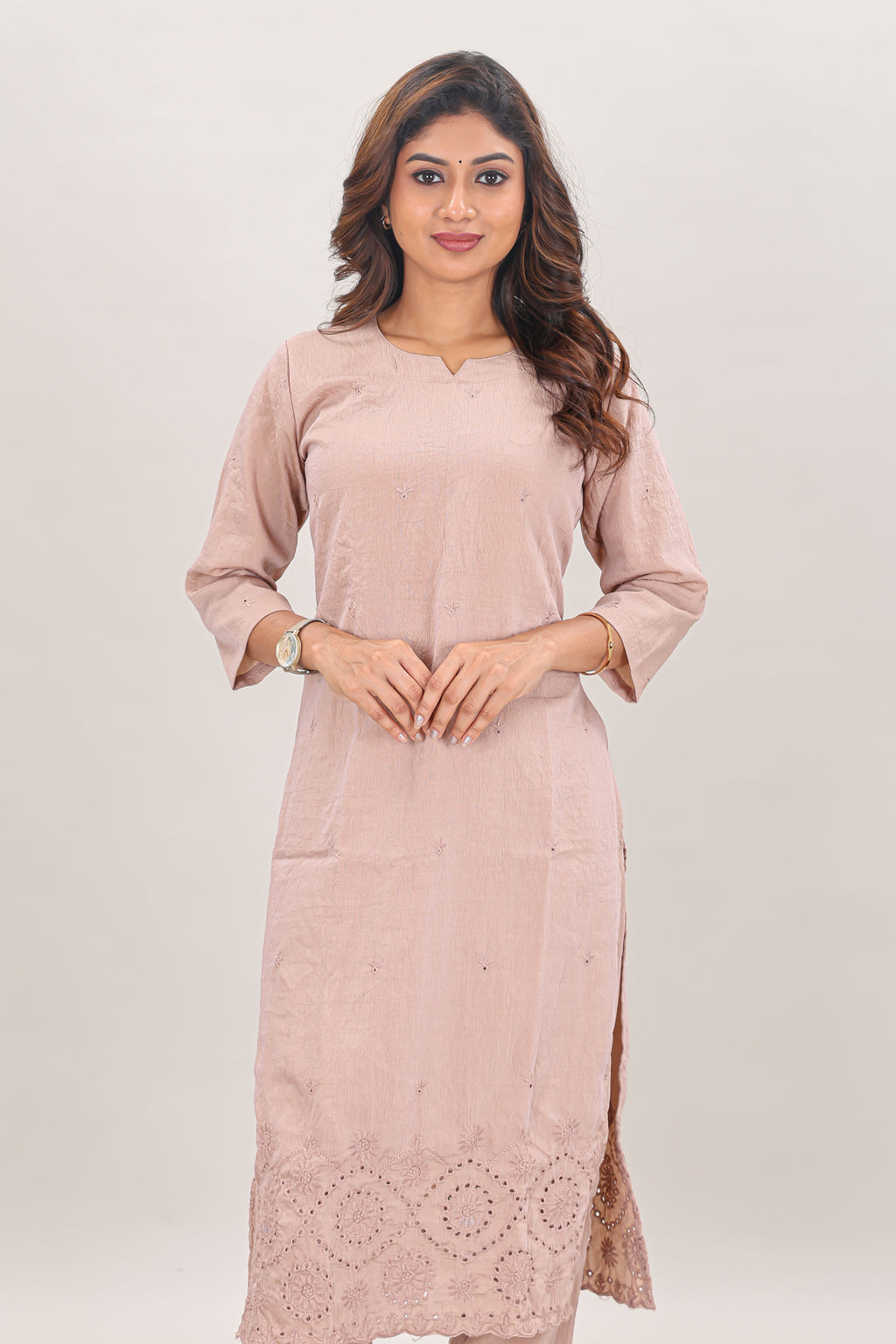 Artisanal Cutwork Embroidered Straight Co-ord Set