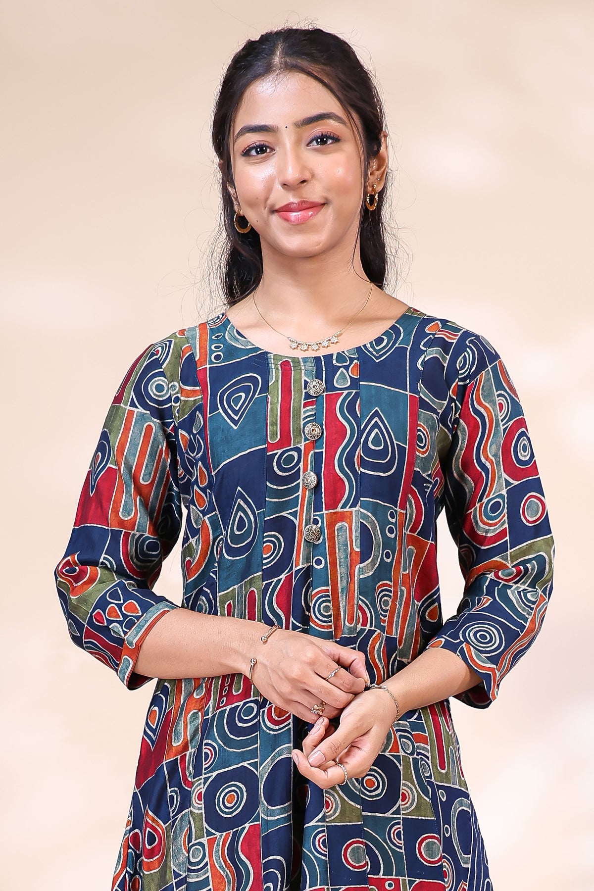 Women's Multicolor Abstract Print with Front Slit