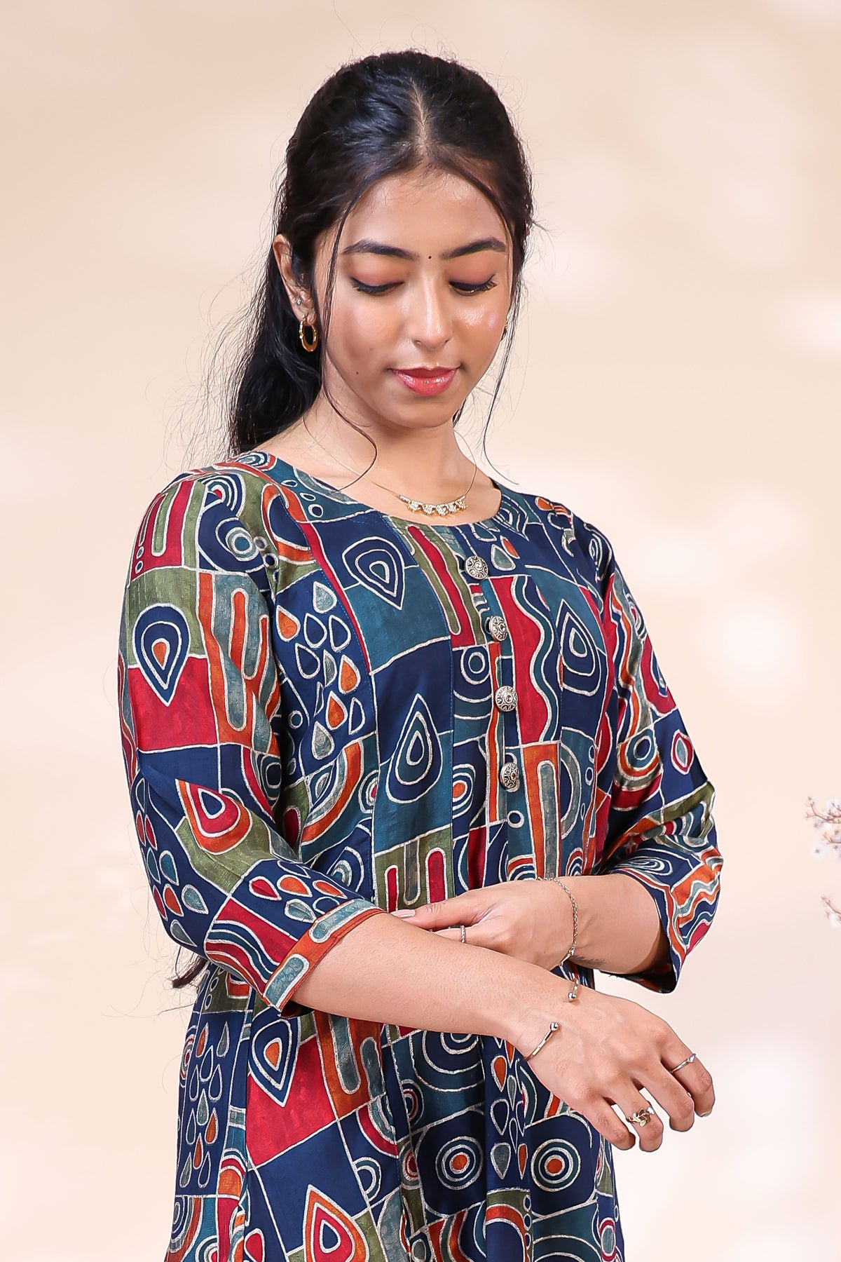 Women's Multicolor Abstract Print with Front Slit