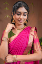 Traditional Olive Green Lehengas and Vibrant Pink Silk Half Saree