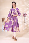 Elegant Purple Floral Printed umbrella top