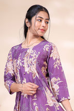 Elegant Purple Floral Printed umbrella top