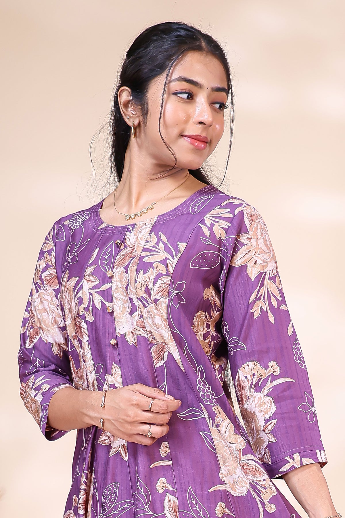 Elegant Purple Floral Printed umbrella top