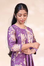 Elegant Purple Floral Printed umbrella top