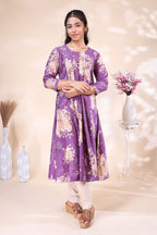 Elegant Purple Floral Printed umbrella top