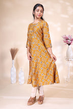 Mustard Yellow Ethnic Printed umbrella top