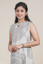 Elegant Abstract Line-Printed Straight Kurta and Pants Set