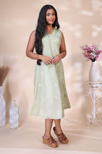 Mint Green Embroidered Westen wrap Style Dress