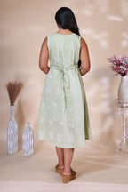Mint Green Embroidered Westen wrap Style Dress