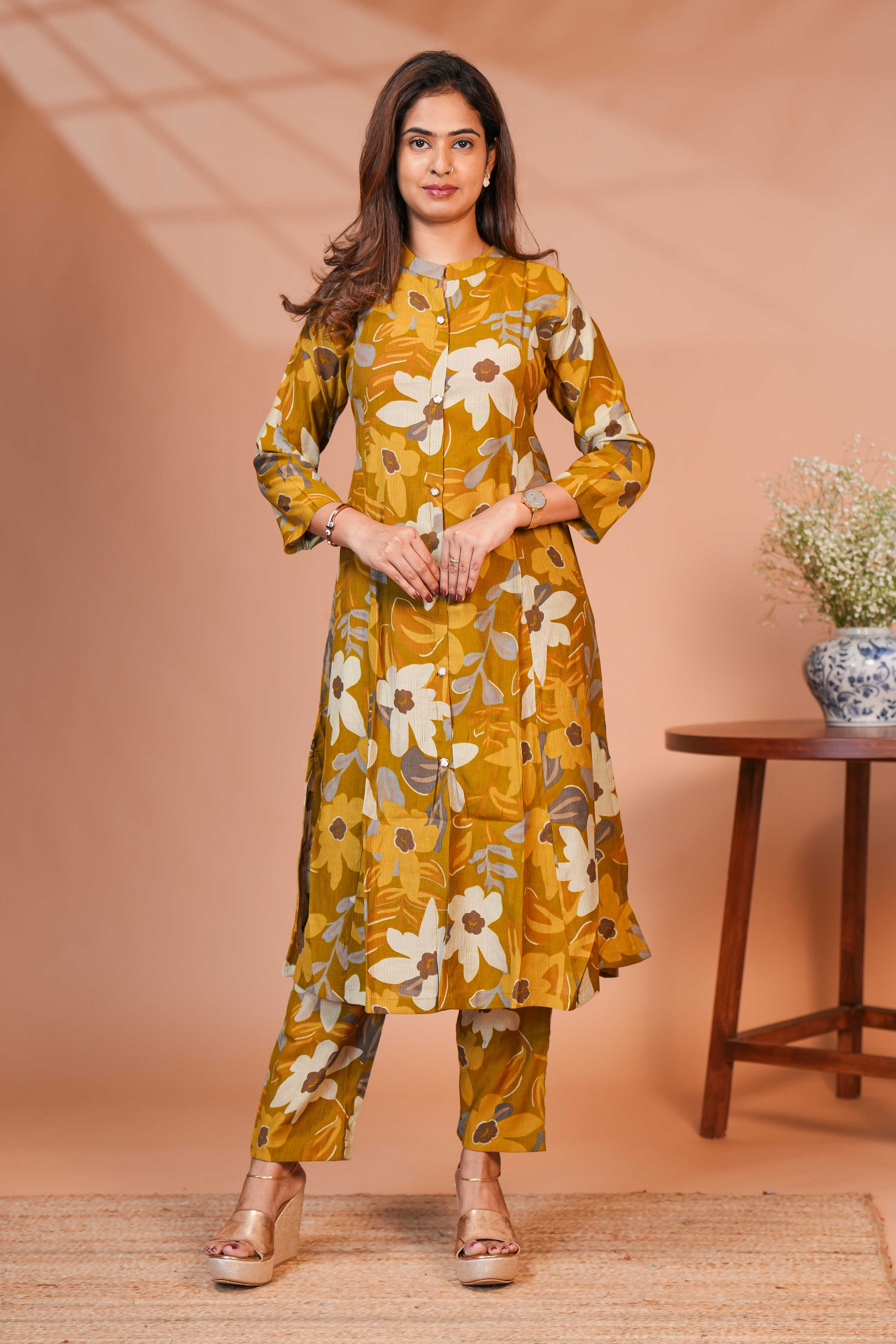 The Fabric is Adorned With An All-Over Vintage Botanical Print