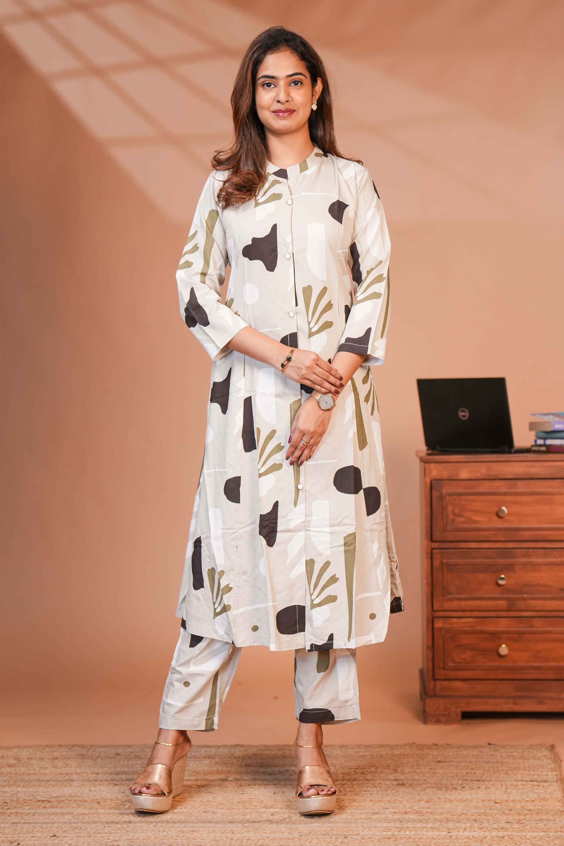 The Fabric is Adorned With An Artistic, Vintage-Style Floral Print Cotton-Silk or Chanderi.