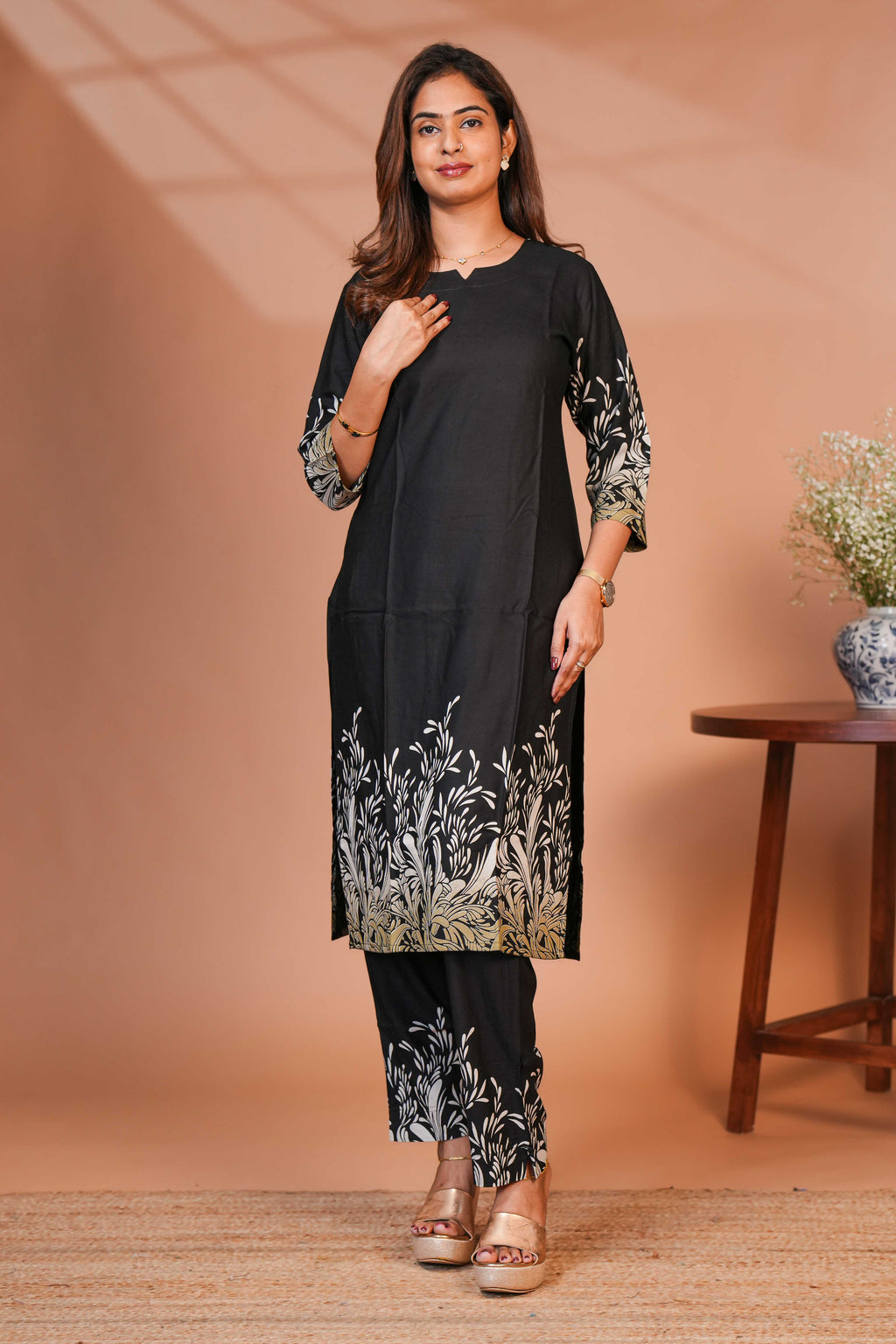 A Solid Ebony Black,Co-ord set Monochromatic Palette