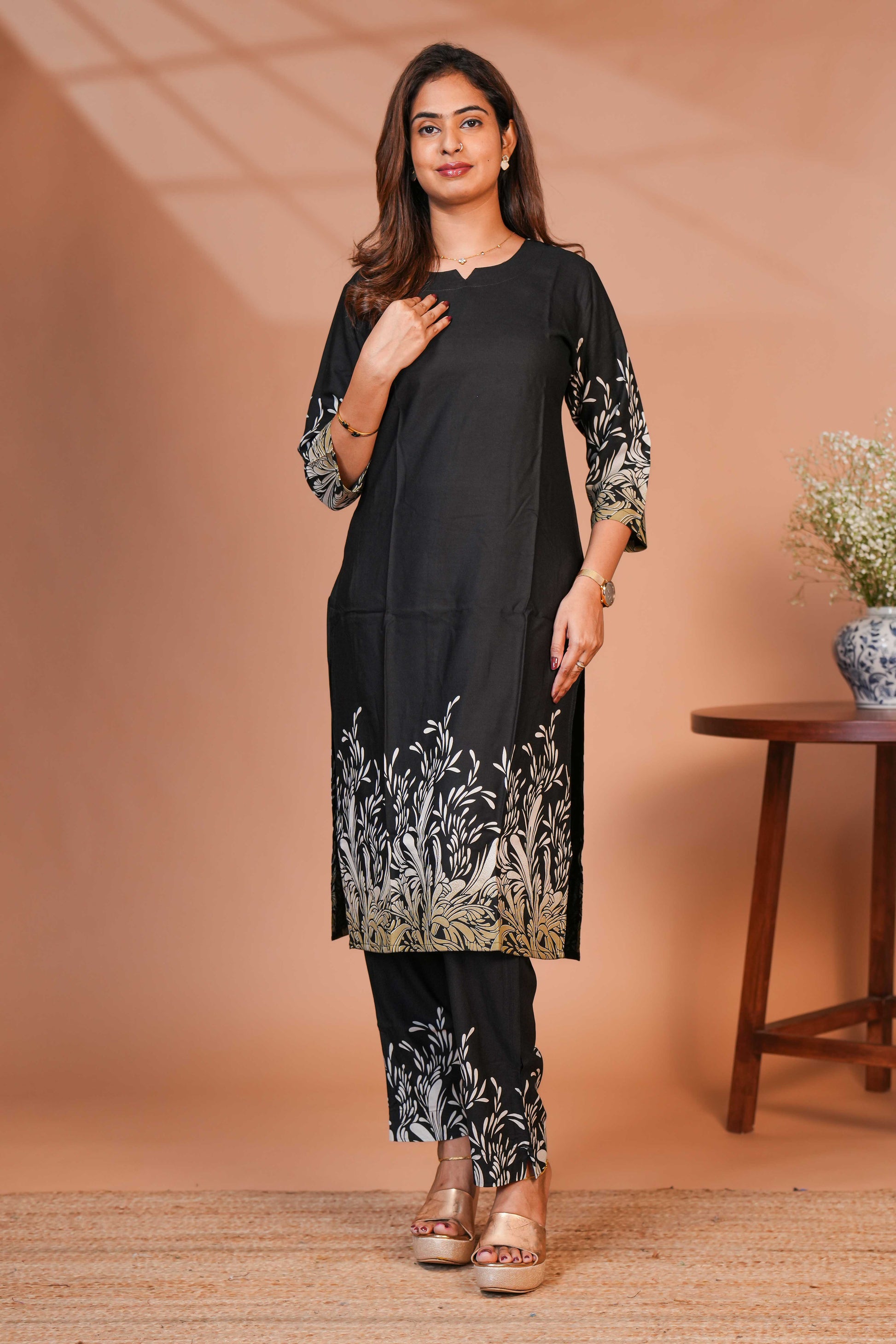 A Solid Ebony Black,Co-ord set Monochromatic Palette