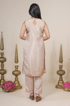 Elegant Peach Kurta Set with Floral Printed Dupatta