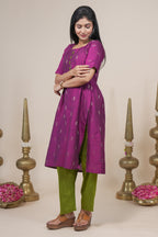 Magenta and Green Ethnic Kurta Set with Dupatta set