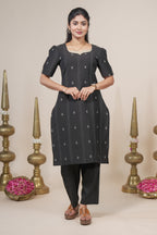 Elegant Black Kurta Set with Zari Detailing and Dupatta