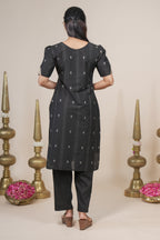 Elegant Black Kurta Set with Zari Detailing and Dupatta