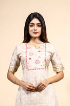 Elegant Beige loral Embroidered Unstitched/Stitched Salwar Suit Set with Matching Dupatta set