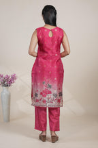 Elegant Pink Kurta Set with Floral Printed Dupatta