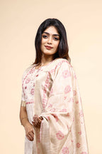 Elegant Beige loral Embroidered Unstitched/Stitched Salwar Suit Set with Matching Dupatta set