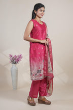 Elegant Pink Kurta Set with Floral Printed Dupatta