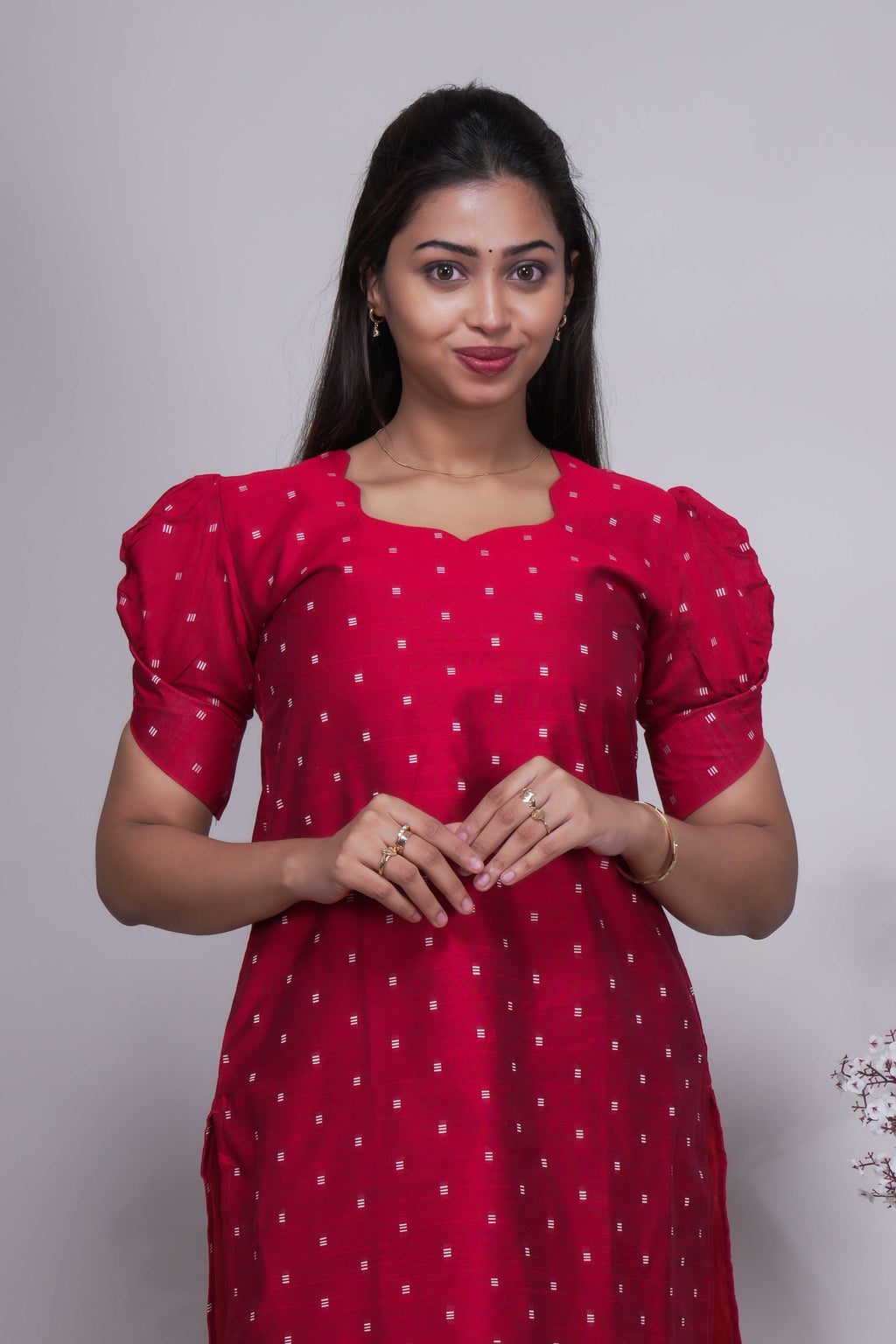 Elegant Red Embroidered Kurta Set with Dupatta