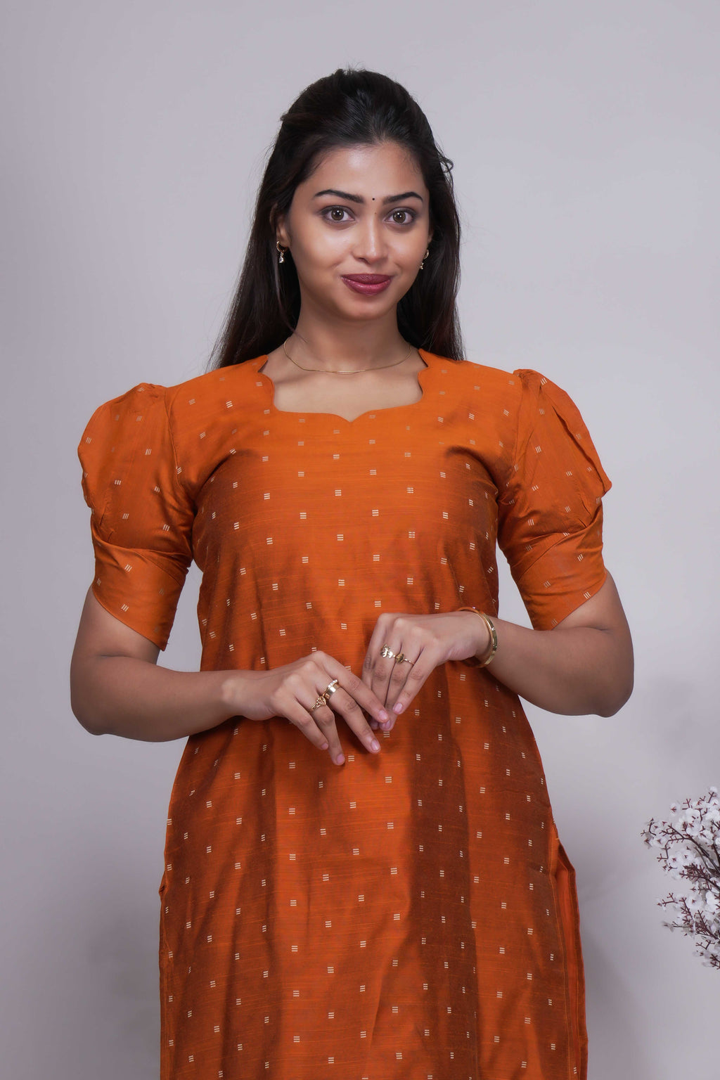 Elegant Rust Orange Straight Kurta Set with Dupatta
