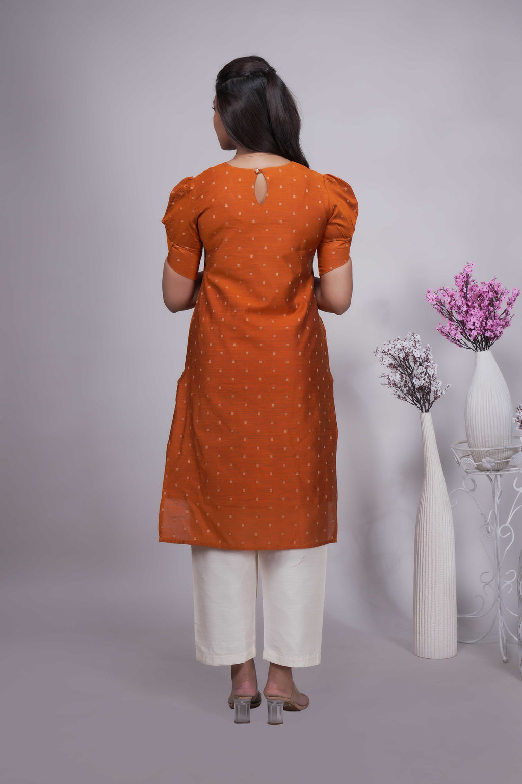 Elegant Rust Orange Straight Kurta Set with Dupatta