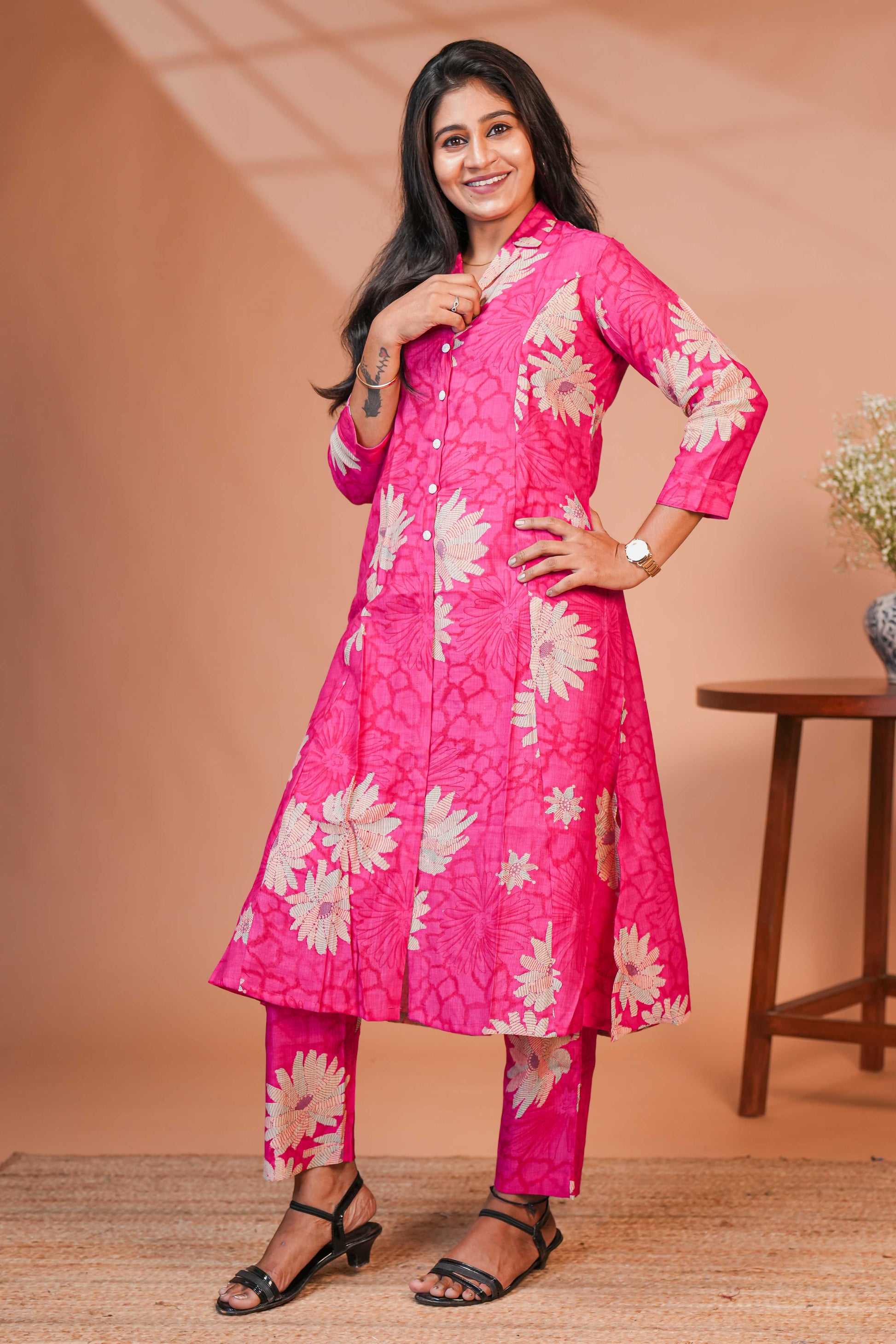 Elements and Modeling Presentation For The Contemporary EthnicDark Pink Co-ord Sets