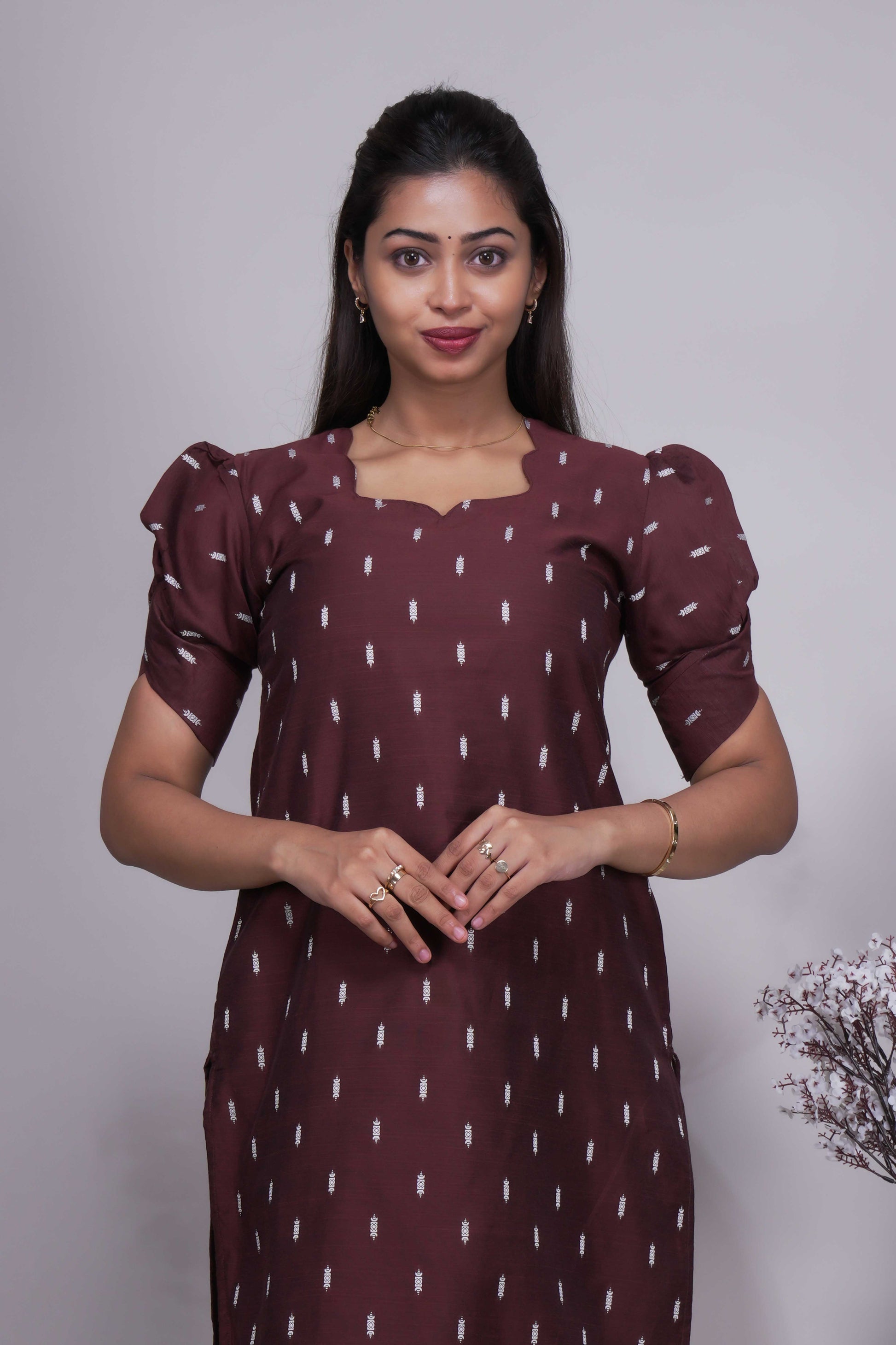 Women's Woven Buti Maroon Kurta Set with Dupatta