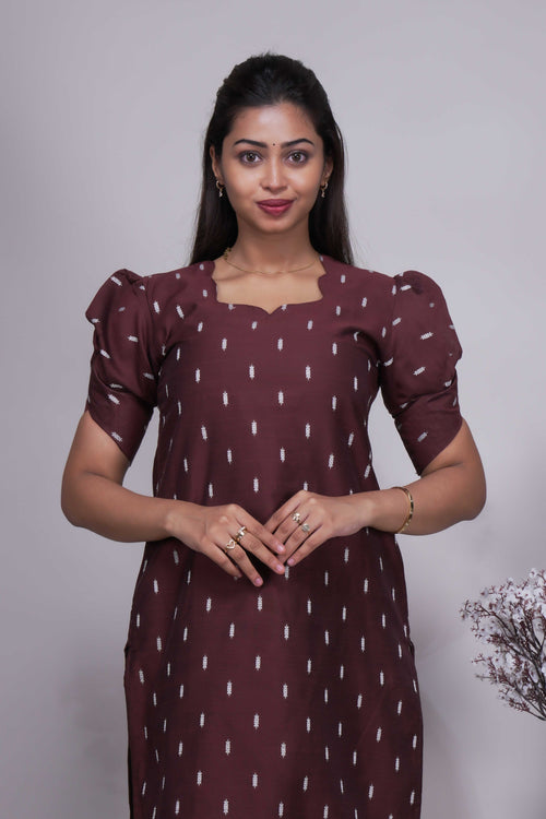 Women's Woven Buti Maroon Kurta Set with Dupatta
