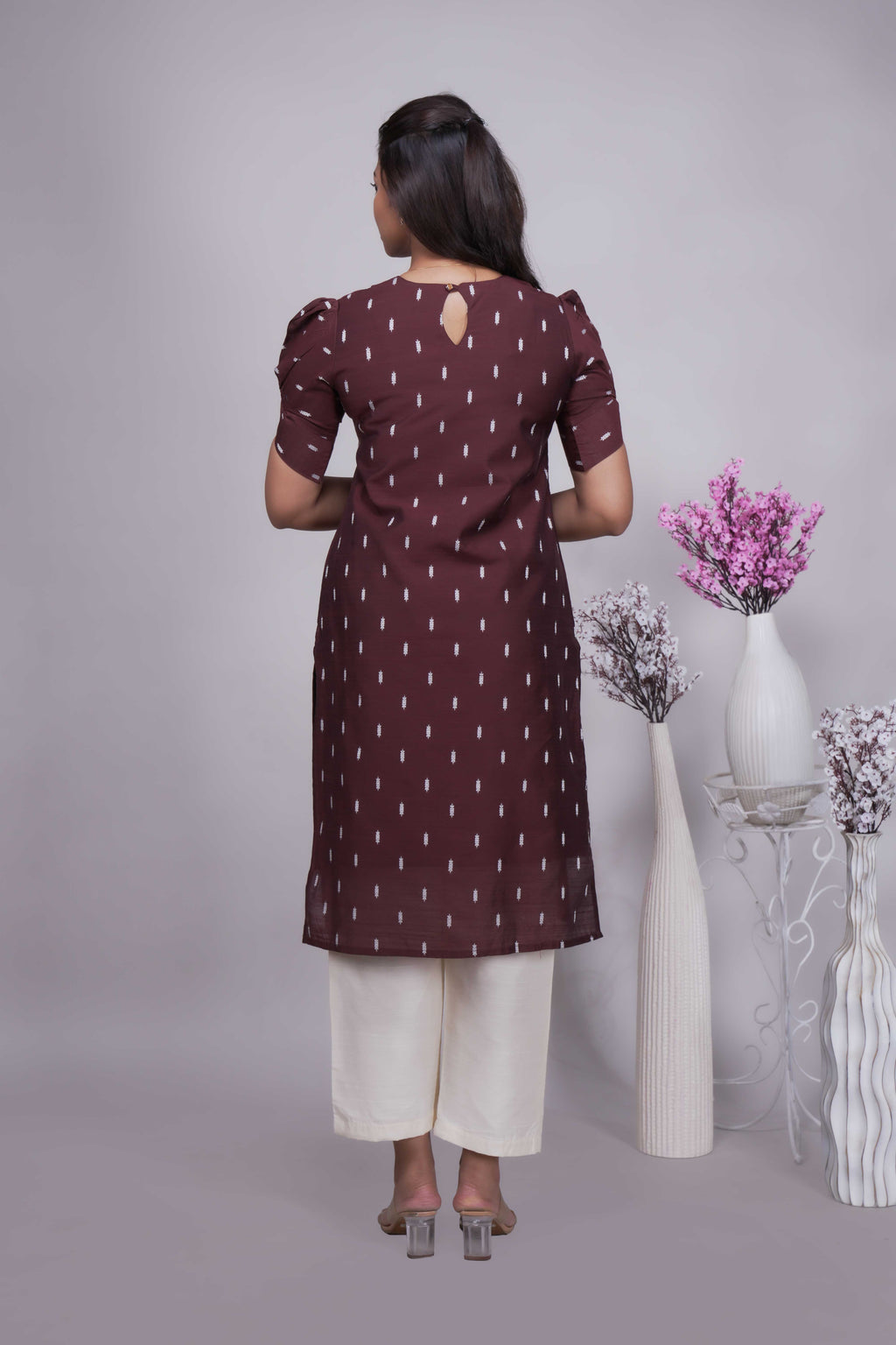Women's Woven Buti Maroon Kurta Set with Dupatta