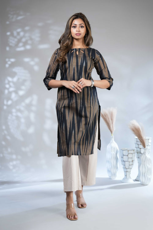 Women's Abstract Ikat Print Straight Kurta