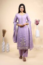 Elegant Lavender Embroidered Kurta Set with Dupatta 3 Piece Set
