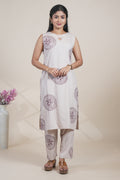 Elegant Beige and Maroon Printed Kurta with Matching Pants Set