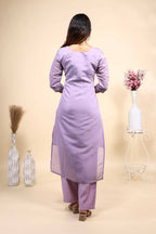 Elegant Lavender Embroidered Kurta Set with Dupatta 3 Piece Set