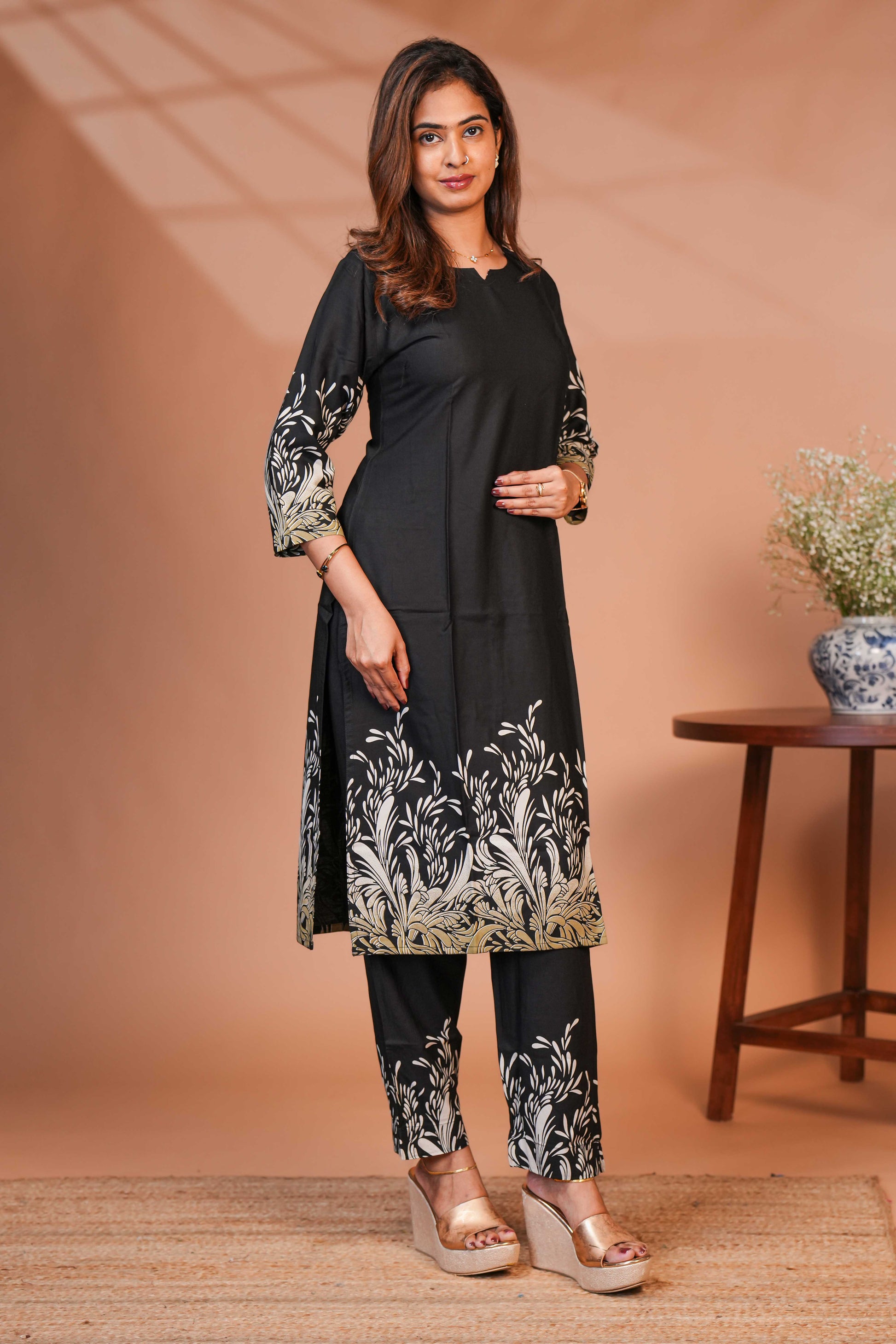 A Solid Ebony Black,Co-ord set Monochromatic Palette