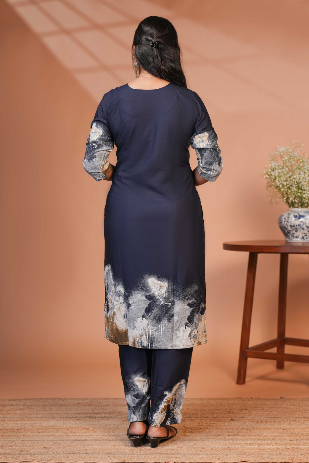 Blue Co-ord set With Abstract Wave print Kurti set
