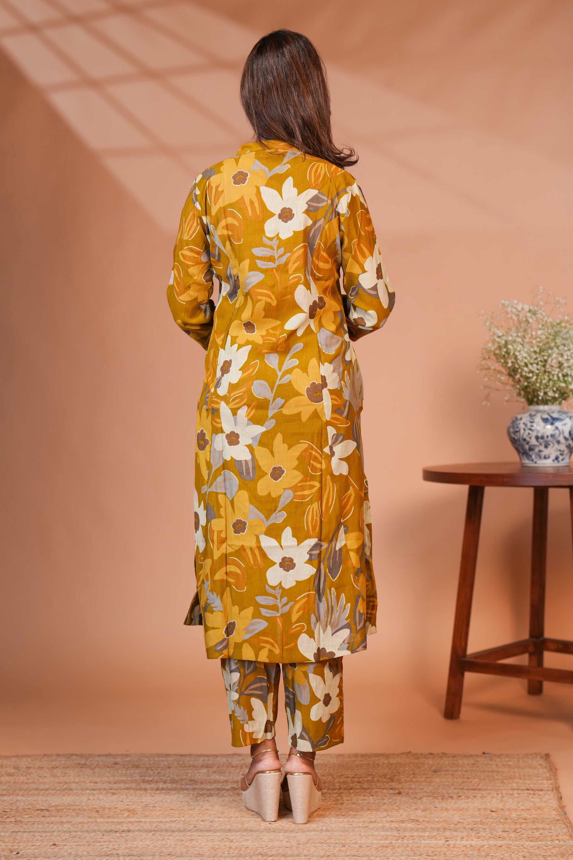 The Fabric is Adorned With An All-Over Vintage Botanical Print