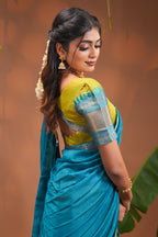 Vibrant Blue and Lime Green Traditional Half Saree Set