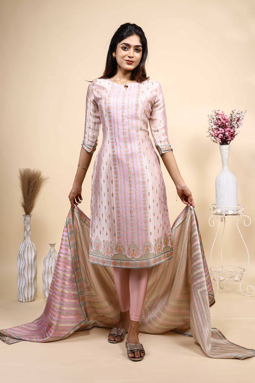 Elegant Light Pink Printed Set with Matching Dupatta 3 Piece set