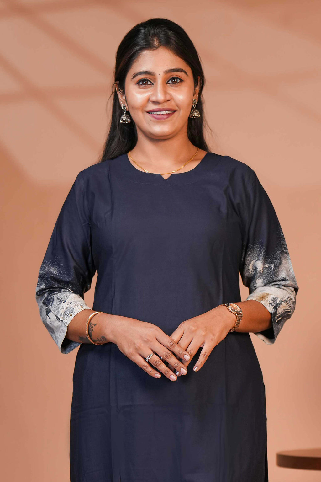 Blue Co-ord set With Abstract Wave print Kurti set