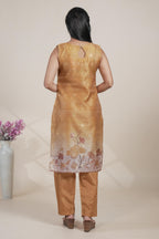 Elegant Mustard Chanderi Silk Blend Set with Floral Print Dupatta