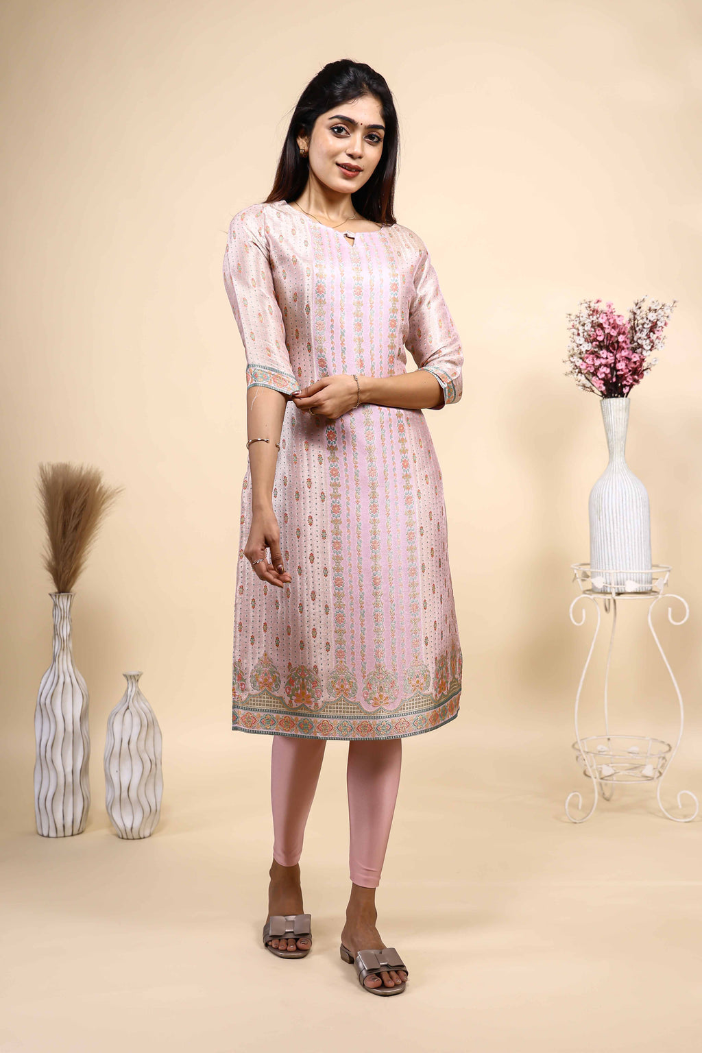 Elegant Light Pink Printed Set with Matching Dupatta 3 Piece set