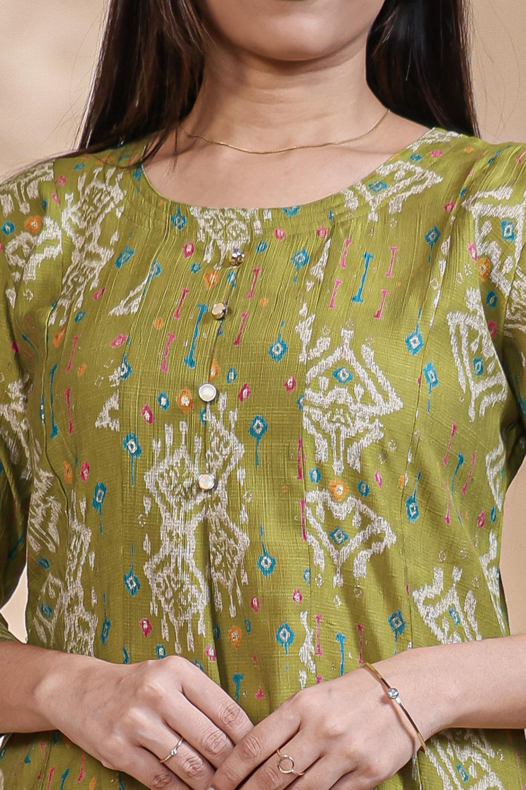Olive Green Floral Printed umbrella top