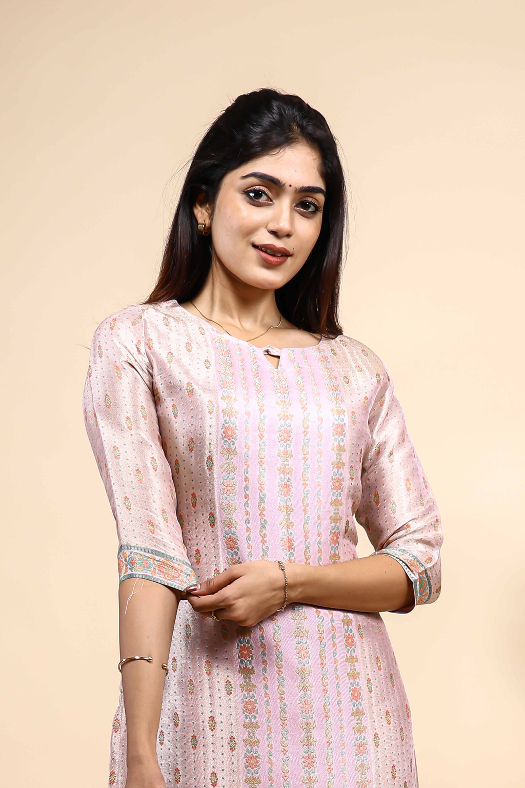 Elegant Light Pink Printed Set with Matching Dupatta 3 Piece set