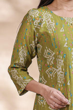 Olive Green Floral Printed umbrella top
